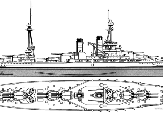 Корабль IJN Hyuga [Battleship] (1918) - чертежи, габариты, рисунки